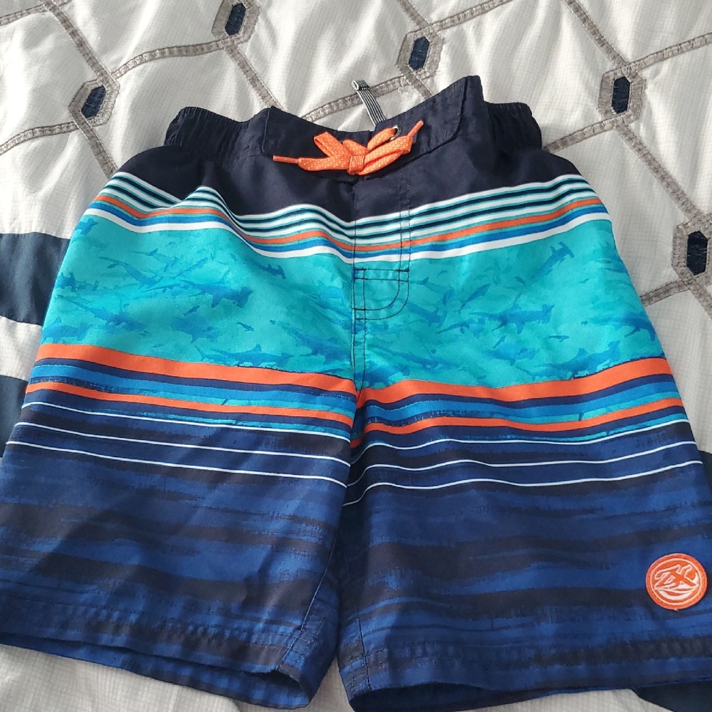 ZeroXposur Kids Blue and Orange Swim Shorts